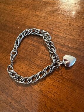 Silver Tone Heart Charm Chain Little Girls Bracelet